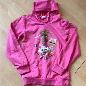 Pink Kids Hoodie with LOL Doll Characters